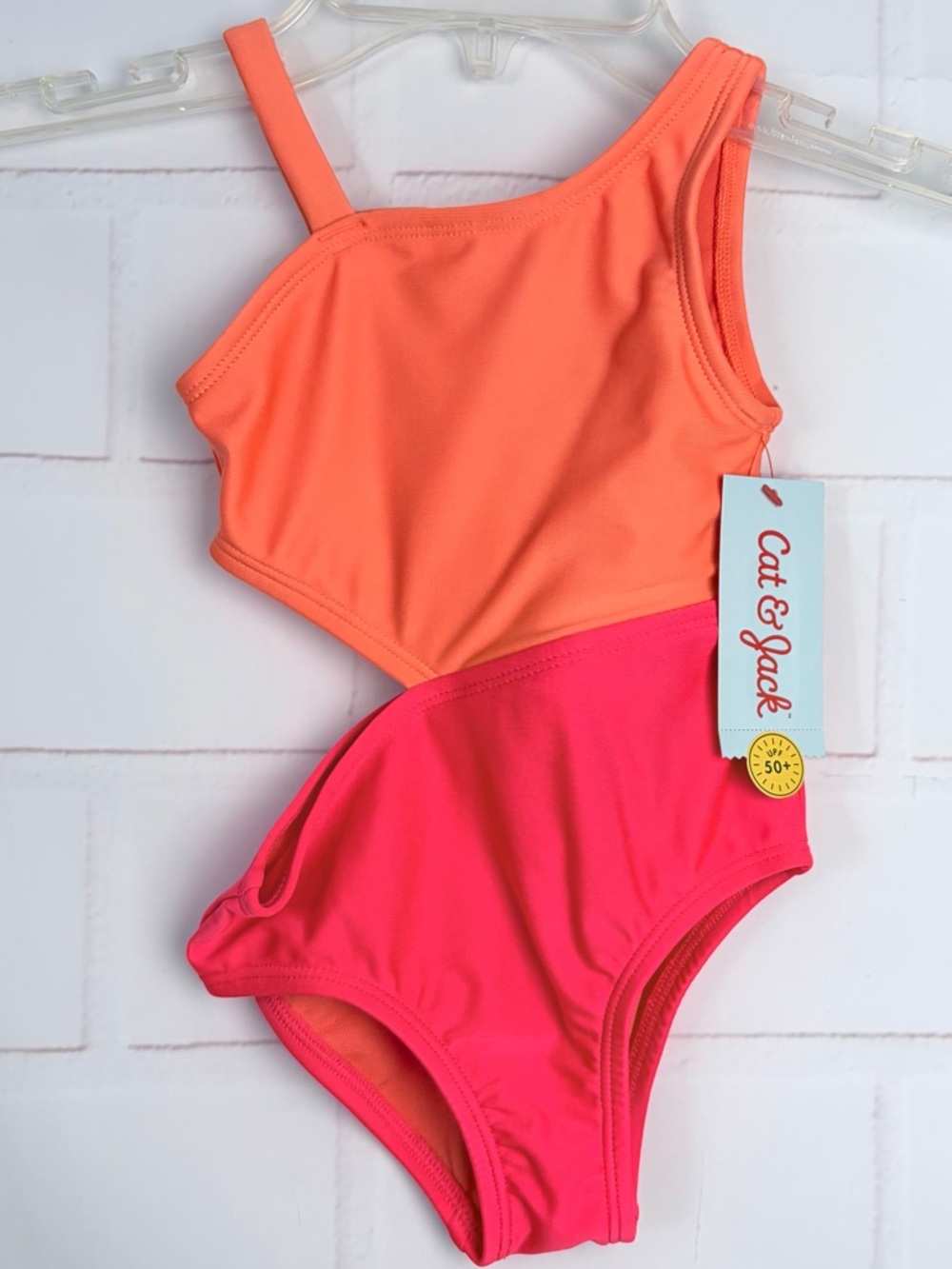 Cat & Jack Asymmetrical Swimsuit Orange/Coral Size 18M NWT